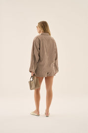 AJ Stripe Shirt Choc Stripe