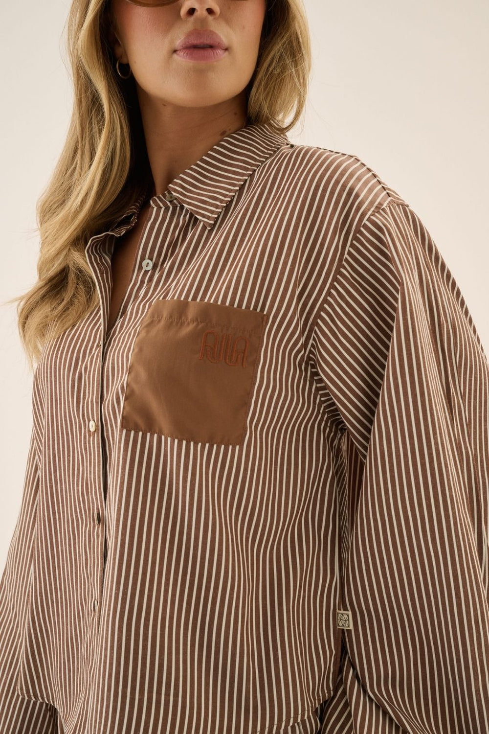 AJ Stripe Shirt Choc Stripe