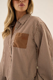 AJ Stripe Shirt Choc Stripe