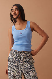 Zoe Contour Rib Scoop Tank Powder Blue