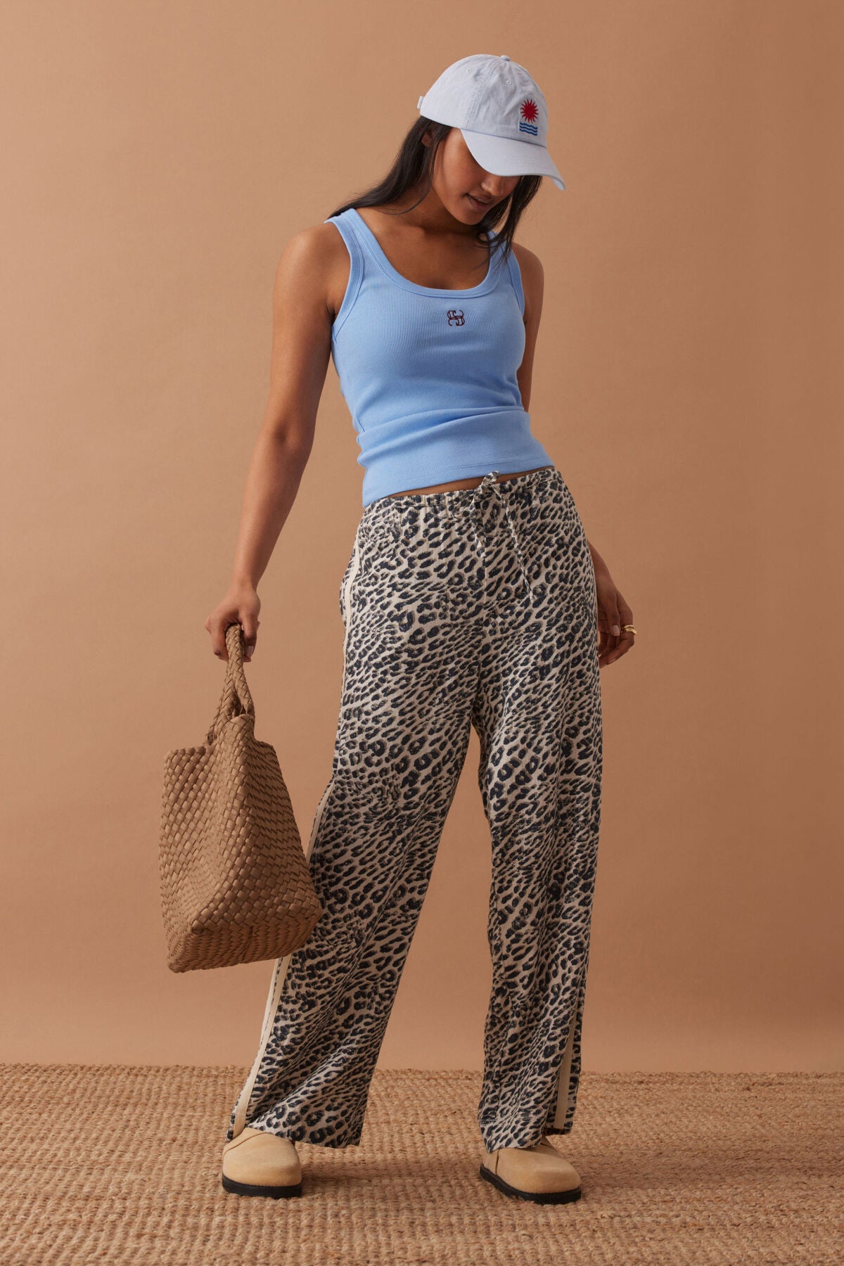 Zoe Contour Rib Scoop Tank Powder Blue