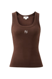 Zoe Contour Rib Scoop Tank Chocolate