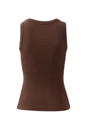 Zoe Contour Rib Scoop Tank Chocolate