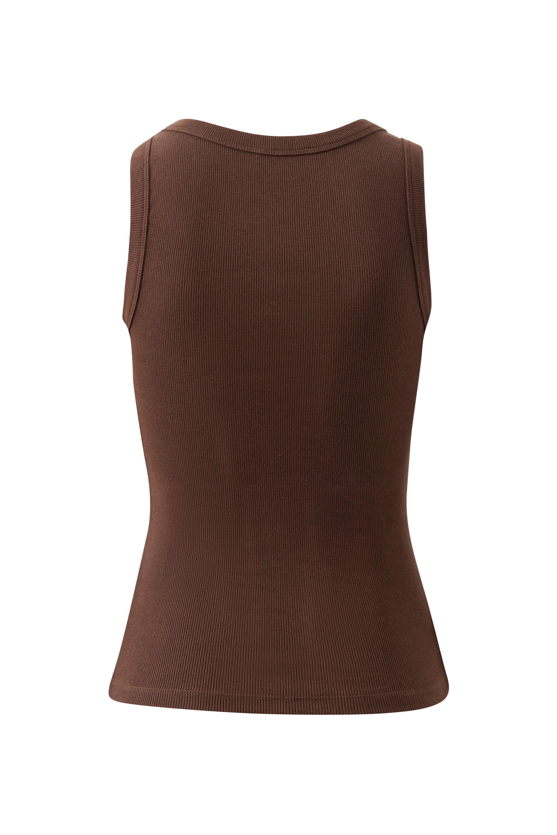 Zoe Contour Rib Scoop Tank Chocolate