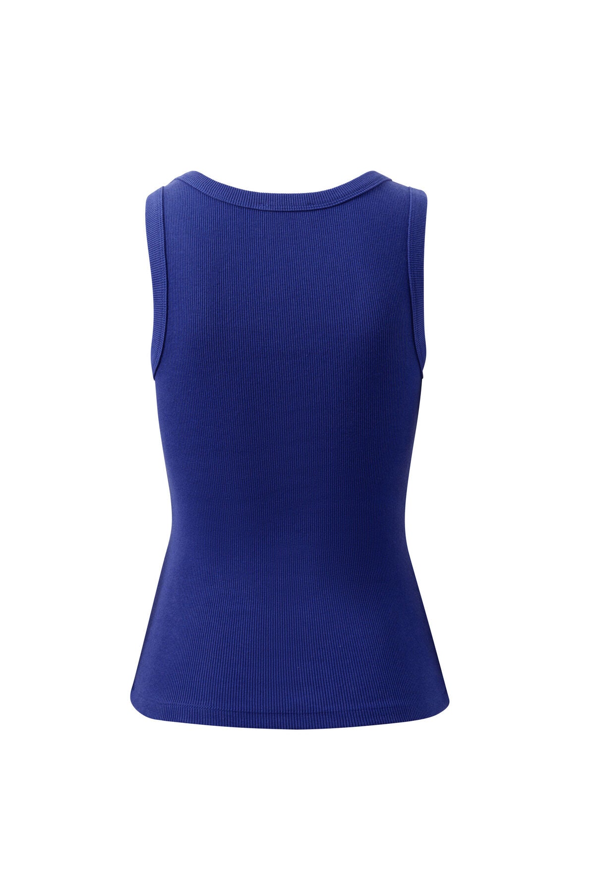 Zoe Contour Rib Scoop Tank/Polo Blue/Butter monogram