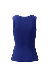 Zoe Contour Rib Scoop Tank/Polo Blue/Butter monogram