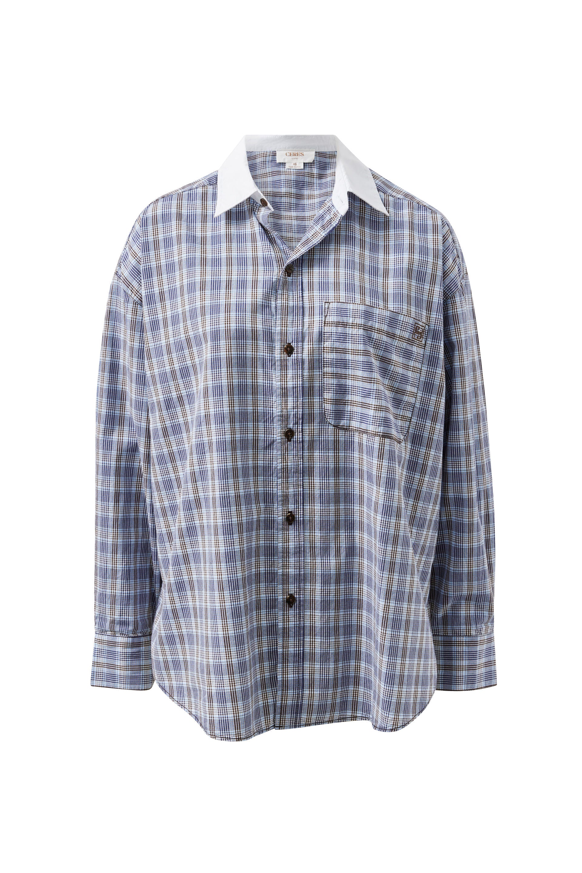 Peta Oversized Shirt Blue Chocolate Check