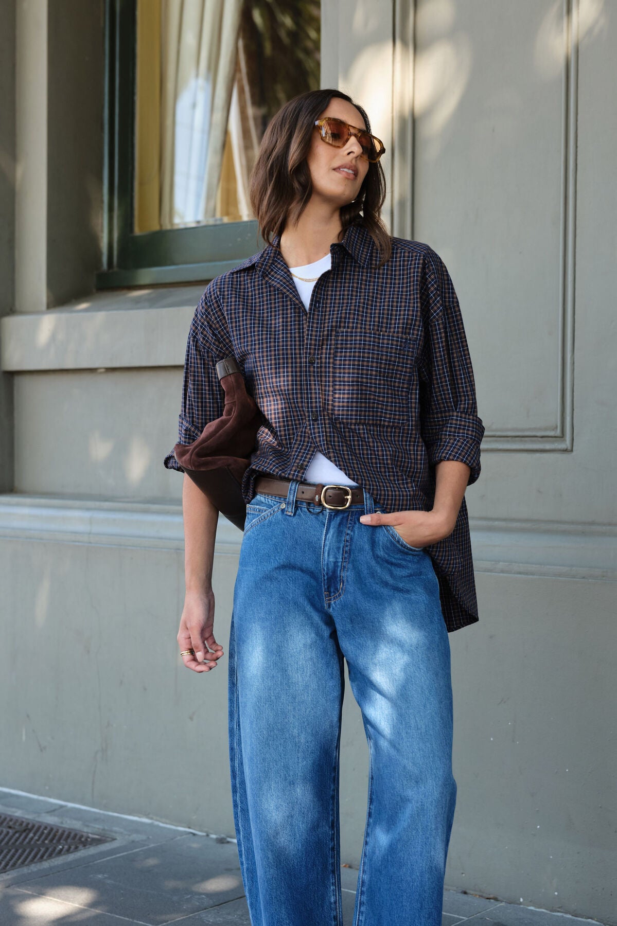 Peta Oversized Shirt/Navy Check
