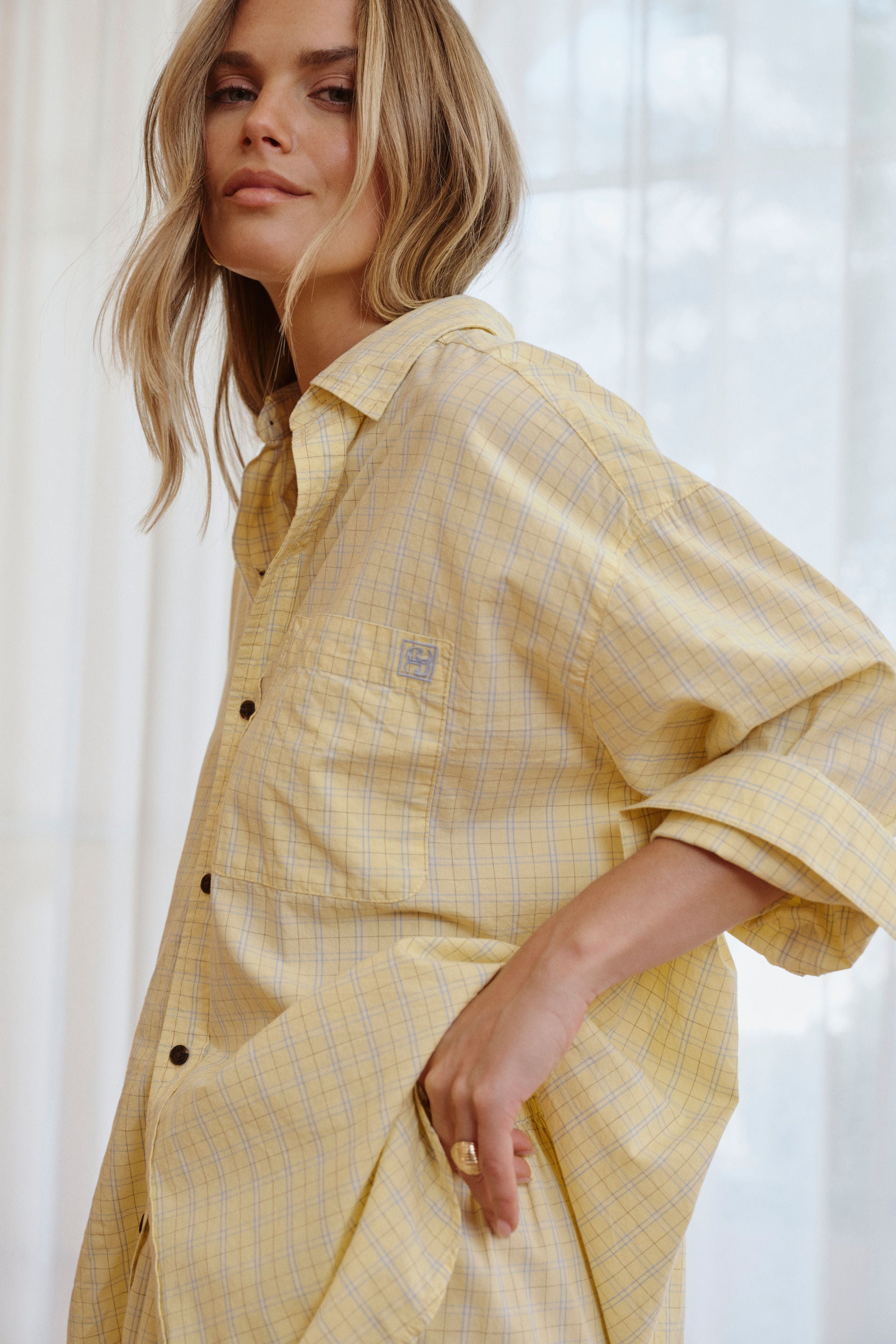Peta Oversized Shirt Faded Sun Check