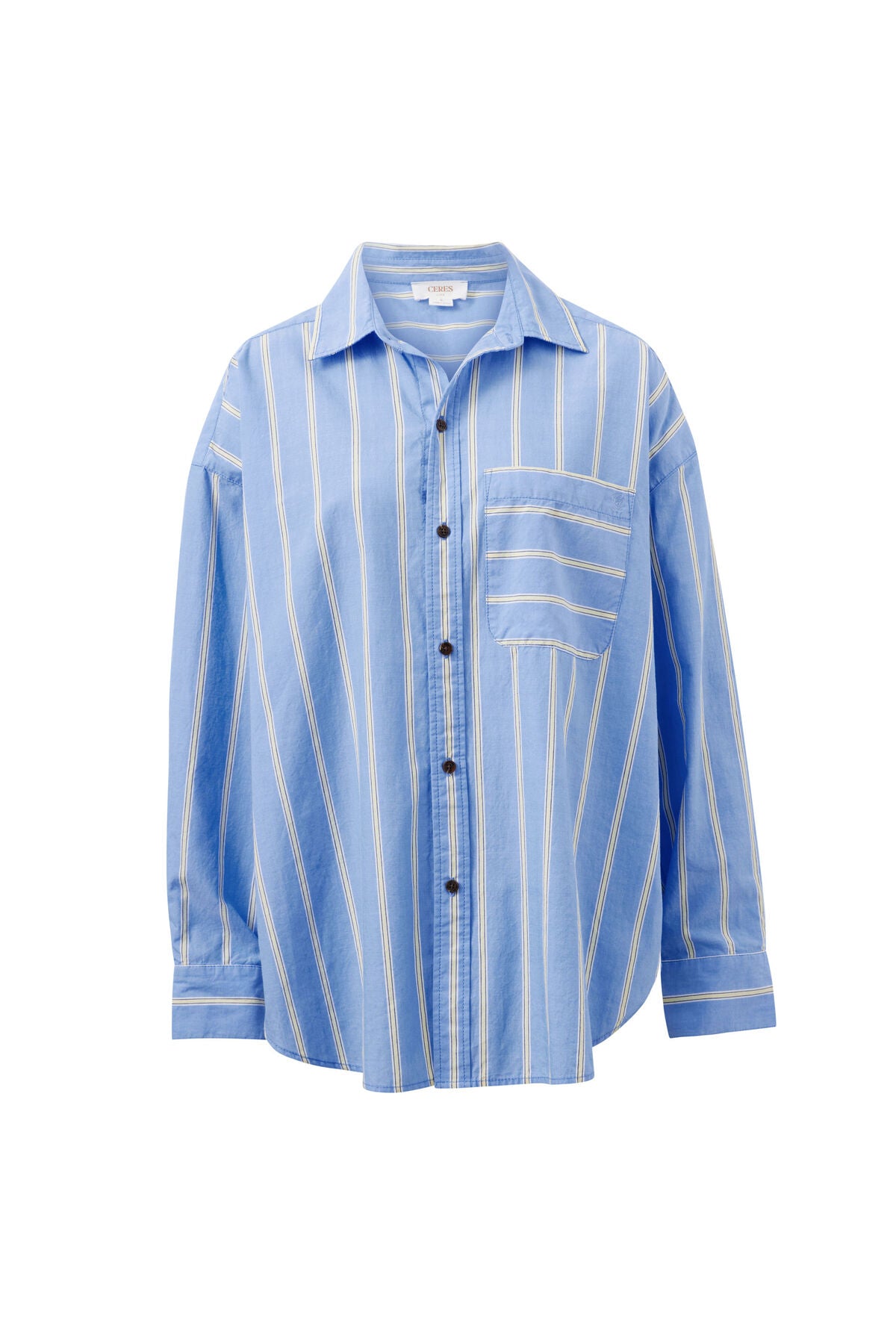 Peta Oversized Shirt/Bay Blue Butter yellow Stripe