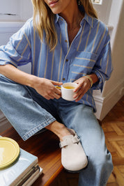 Peta Oversized Shirt/Bay Blue Butter yellow Stripe