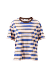 Stevie Slouchy Tee chalk pink polo blue choc stripe