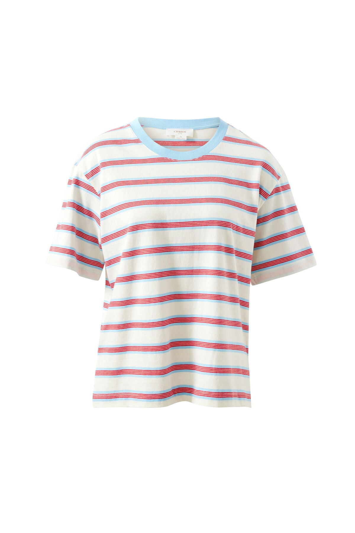 Stevie Slouchy Tee Milk Fresh Blue Red Stripe