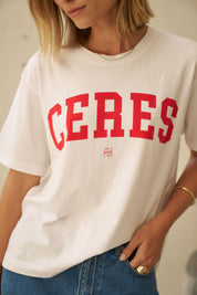 Stevie Slouchy Tee/White Chilli Red
