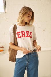 Stevie Slouchy Tee/White Chilli Red