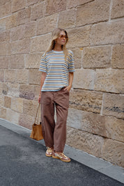 Stevie Slouchy Tee - New Butter Brunette Stripe