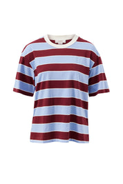 Stevie Slouchy Tee Burgundy Sky Blue Stripe