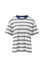 Stevie Slouchy Tee - Milk/Heritage Navy Stripe