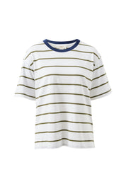 Stevie Slouchy Tee White Washed Olive Stripe