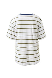 Stevie Slouchy Tee White Washed Olive Stripe