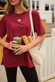 Lola Longline Step Hem Tee Burgundy