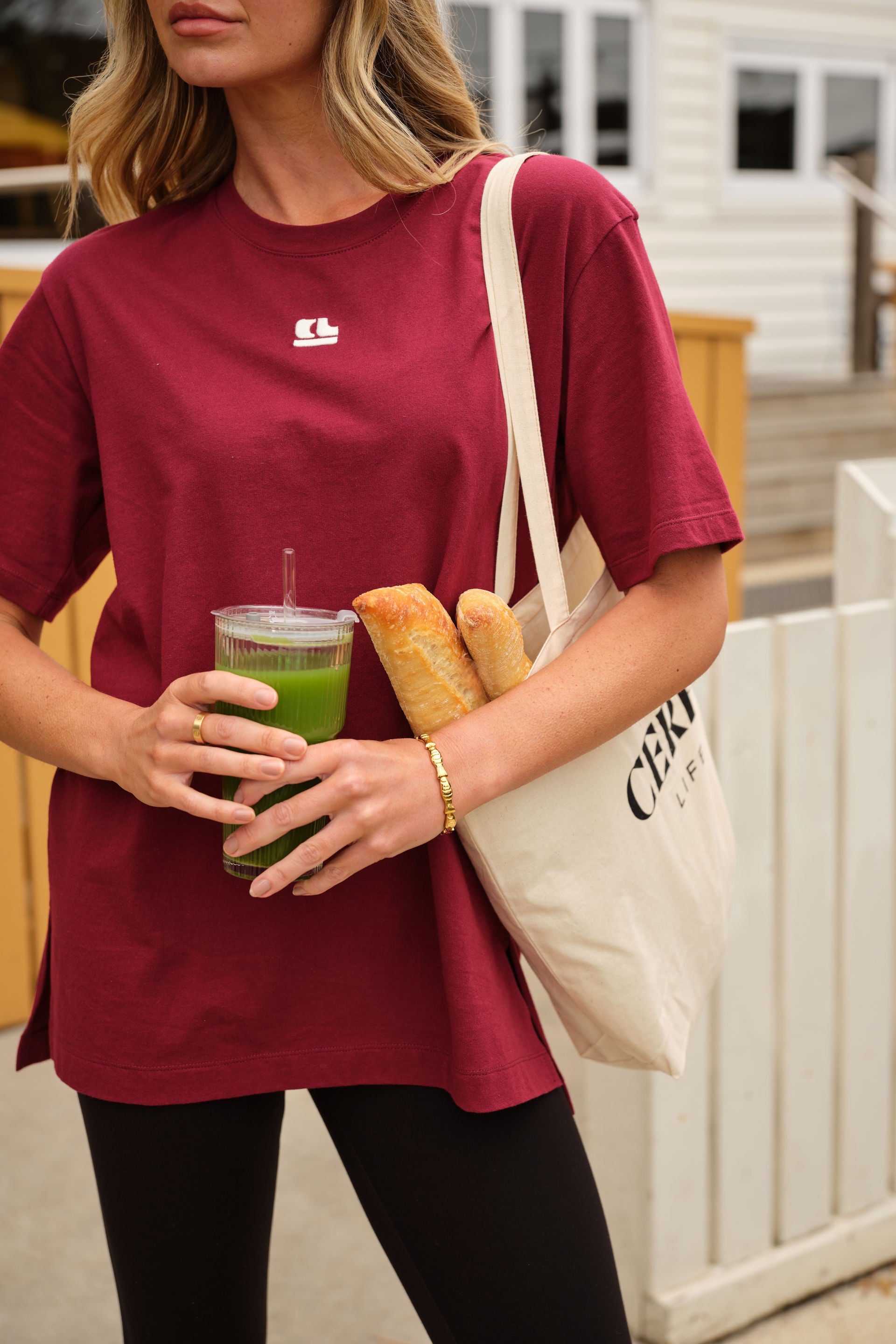 Lola Longline Step Hem Tee Burgundy