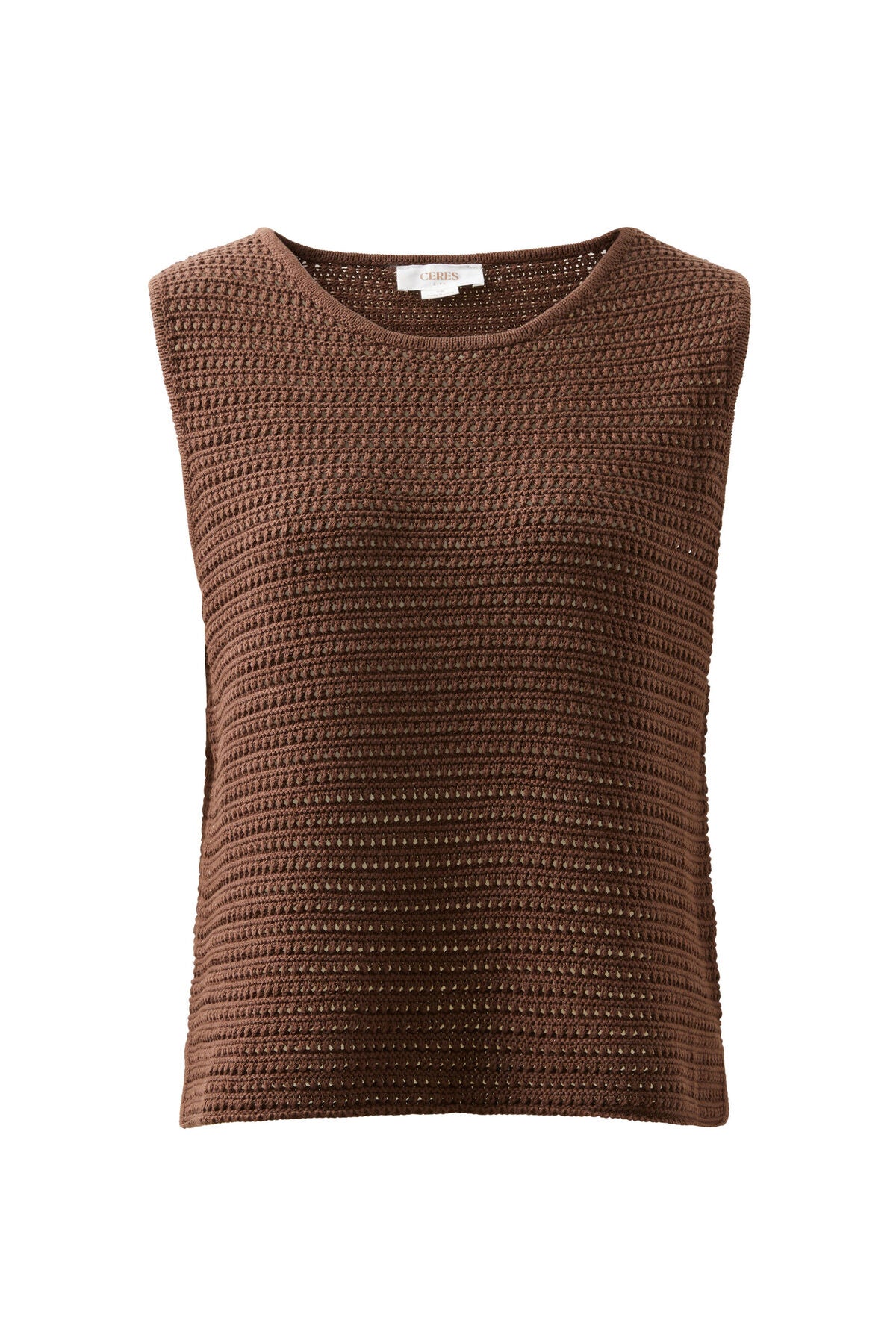 Margot Mesh Knit Tank Chocolate