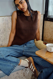 Margot Mesh Knit Tank Chocolate