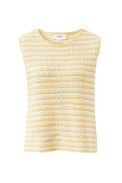 Margot Mesh Knit Tank/Butter Milk Fine Stripe