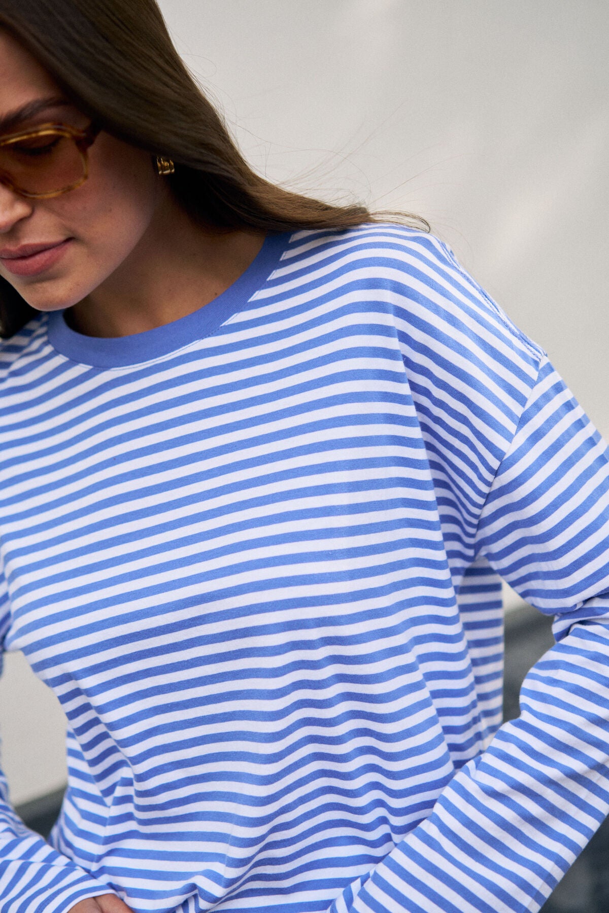 Scout Slouchy Long Sleeve Tee/Vintage Blue/White Stripe