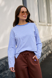 Scout Slouchy Long Sleeve Tee/Vintage Blue/White Stripe