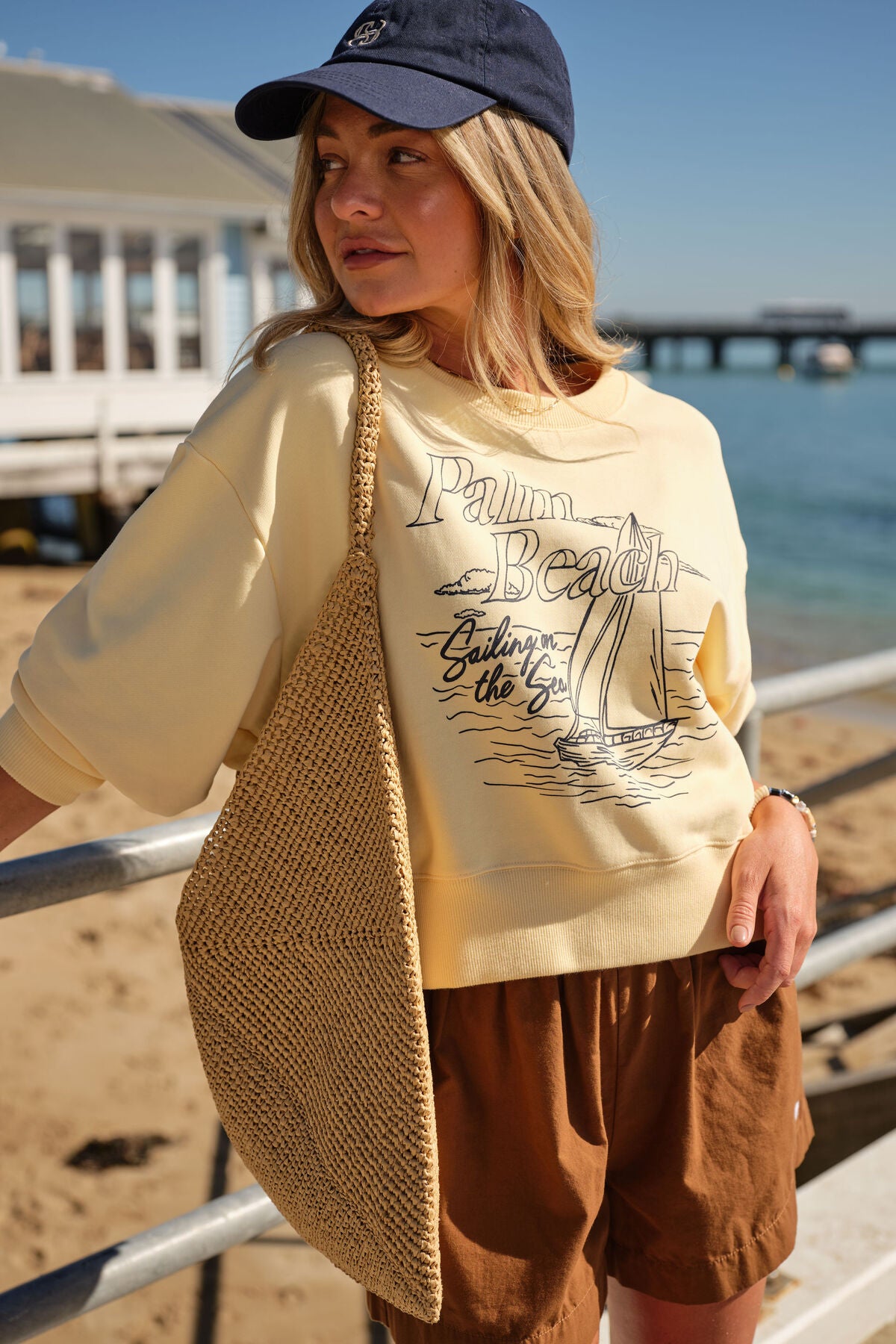 Charlie Cropped Slouchy Sunny Yellow Palm Beach Crew