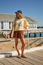 Charlie Cropped Slouchy Sunny Yellow Palm Beach Crew