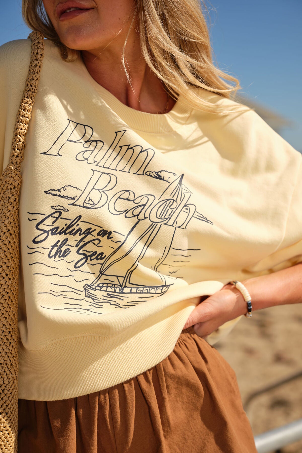 Charlie Cropped Slouchy Sunny Yellow Palm Beach Crew