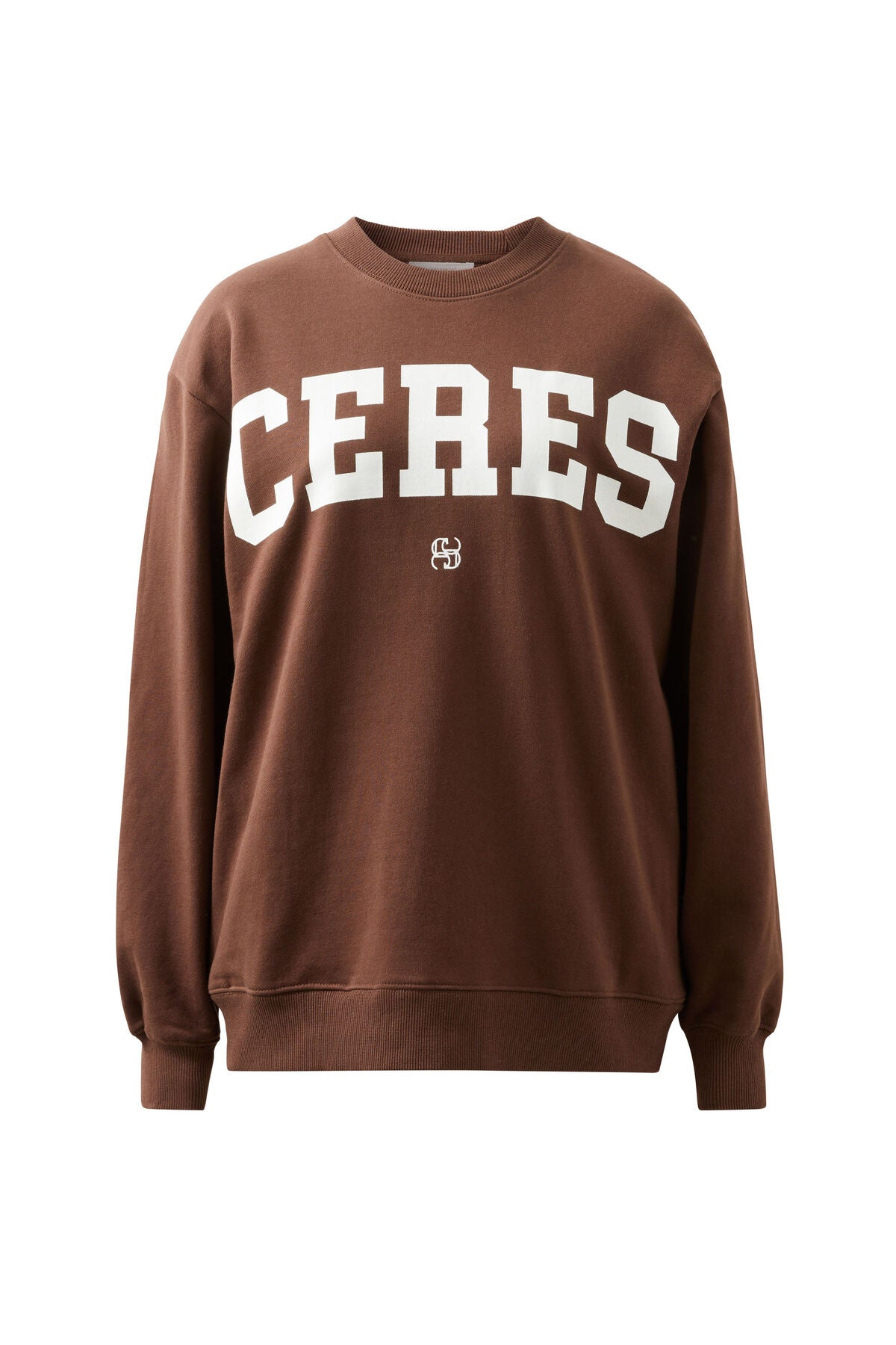 Isla Oversized Slouchy Crew Chocolate Heritage