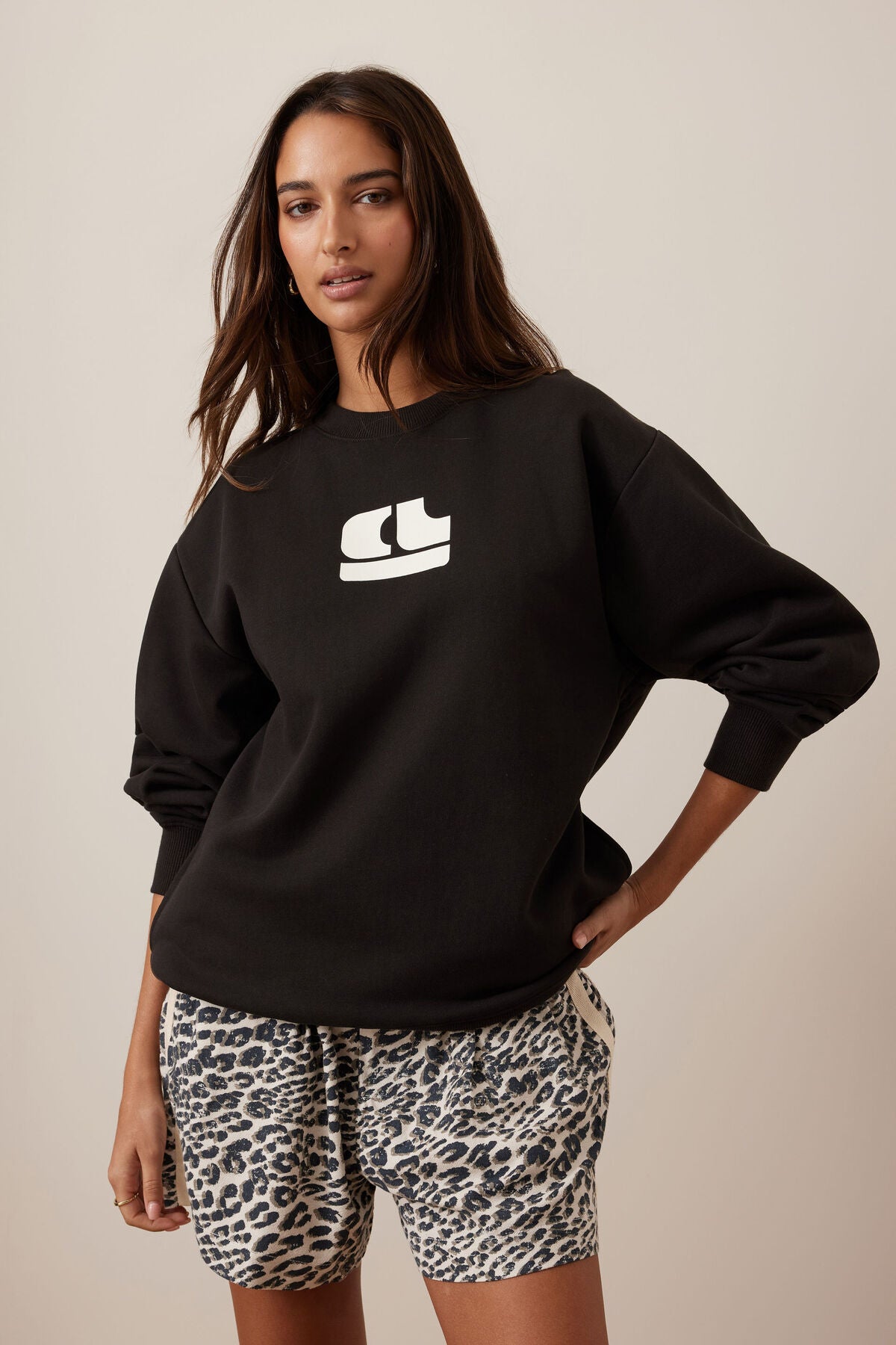 Isla Oversized Slouchy Crew Phantom Bubble Logo