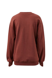 Isla Oversized Slouchy Crew Burnt Toffee Orchid Heritage Logo