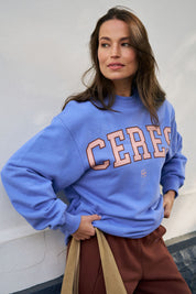 Isla Oversized Slouchy Crew/Vintage Blue Pink Clay Burnt Toffee Heritage