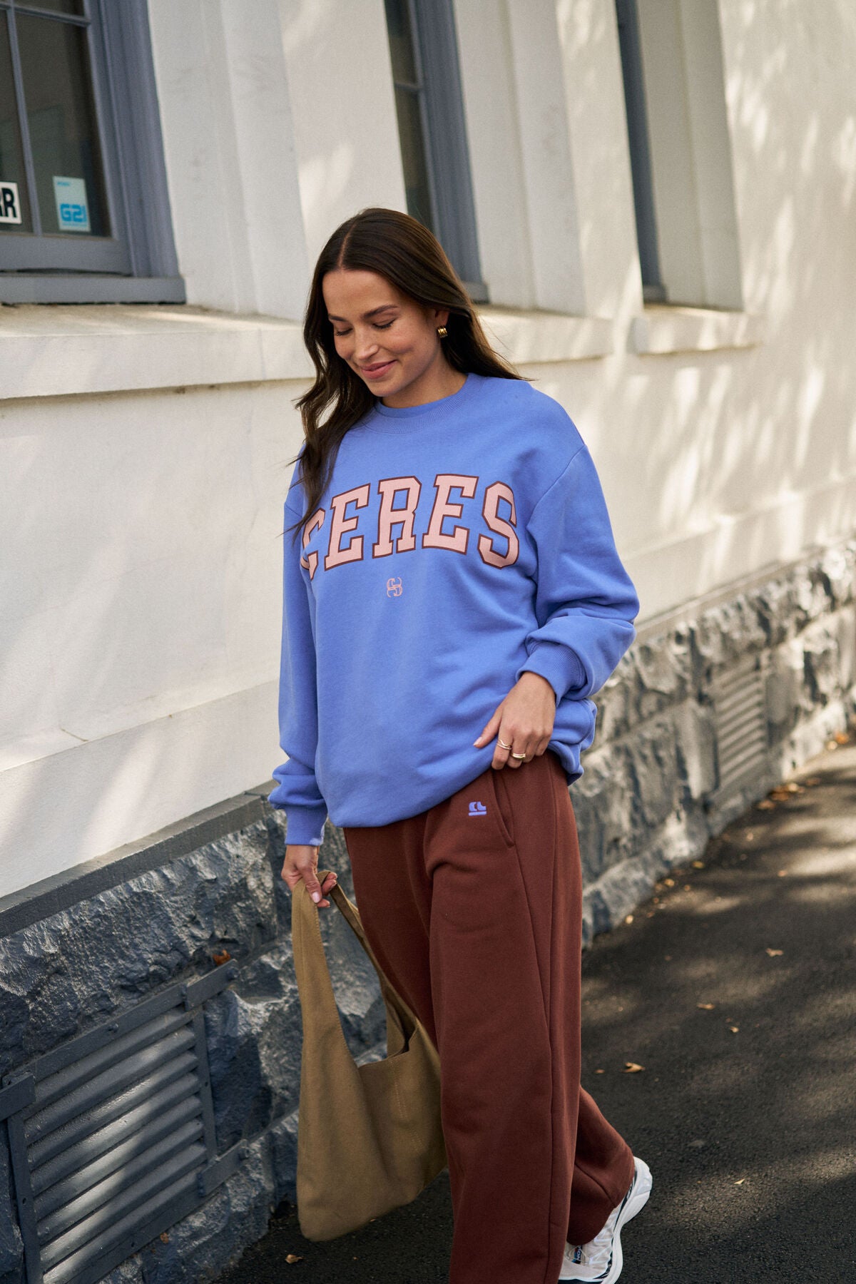 Isla Oversized Slouchy Crew/Vintage Blue Pink Clay Burnt Toffee Heritage