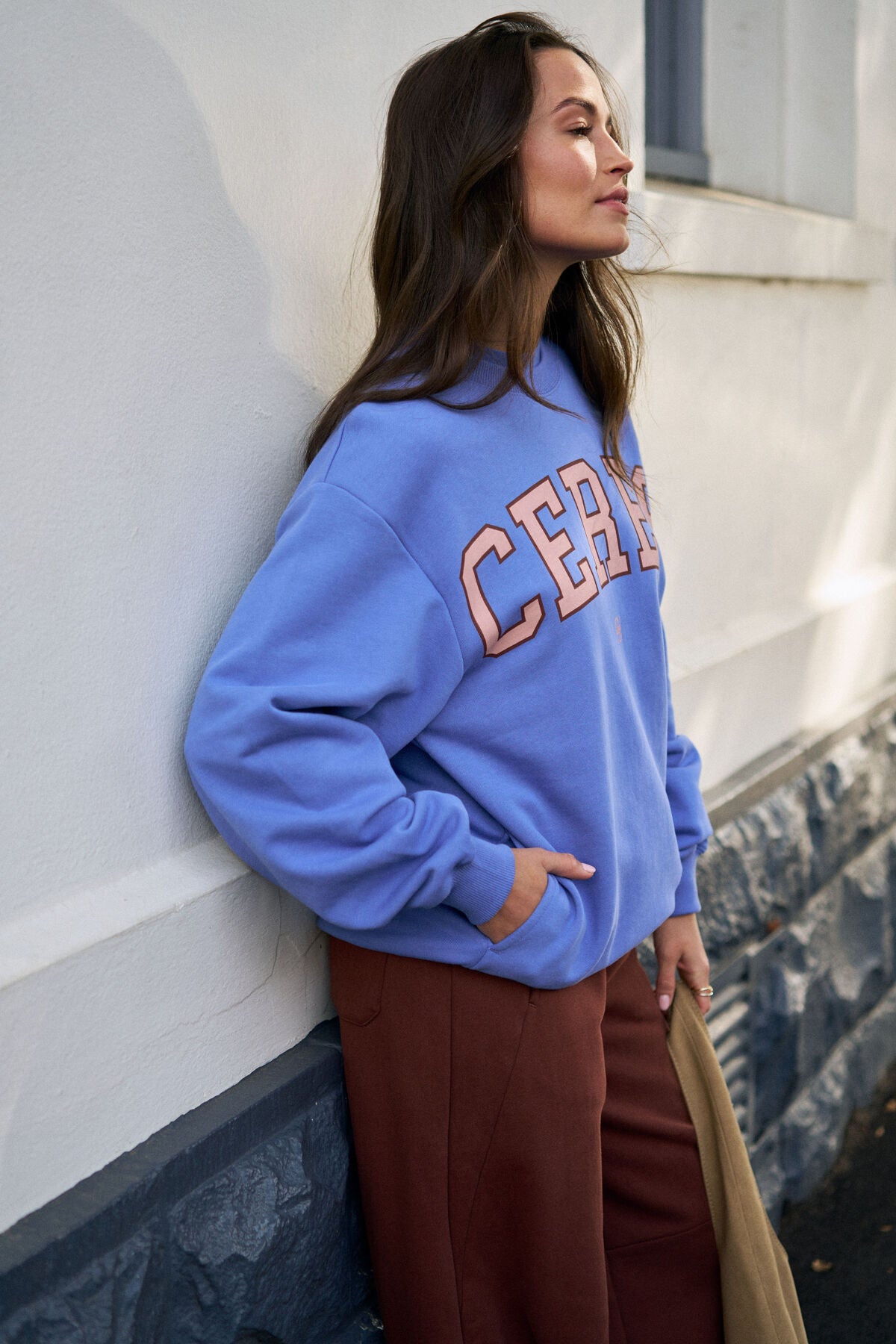 Isla Oversized Slouchy Crew/Vintage Blue Pink Clay Burnt Toffee Heritage