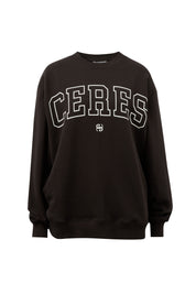 Isla Oversized Slouchy Crew - Phantom/White Heritage Outline