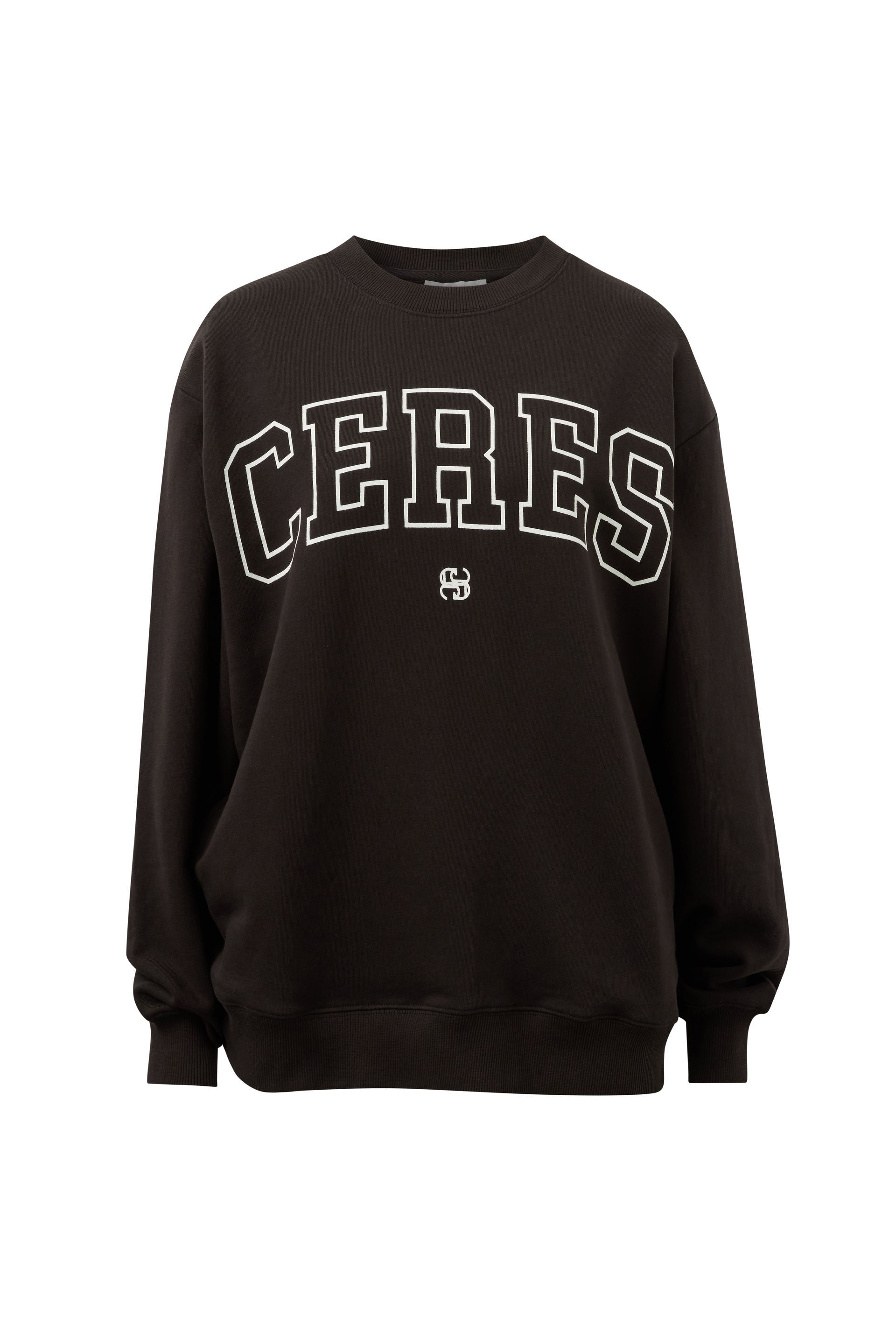 Isla Oversized Slouchy Crew - Phantom/White Heritage Outline