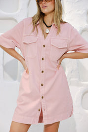 Sammy Relaxed Shirt Dress Washed Pink