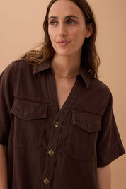 Sammy Relaxed Shirt Dress Chocolate