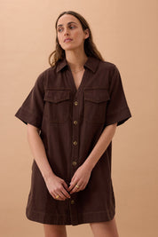Sammy Relaxed Shirt Dress Chocolate