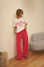 The Lounge Pant Textured Red Check