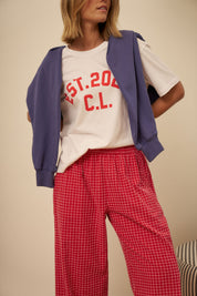 The Lounge Pant Textured Red Check