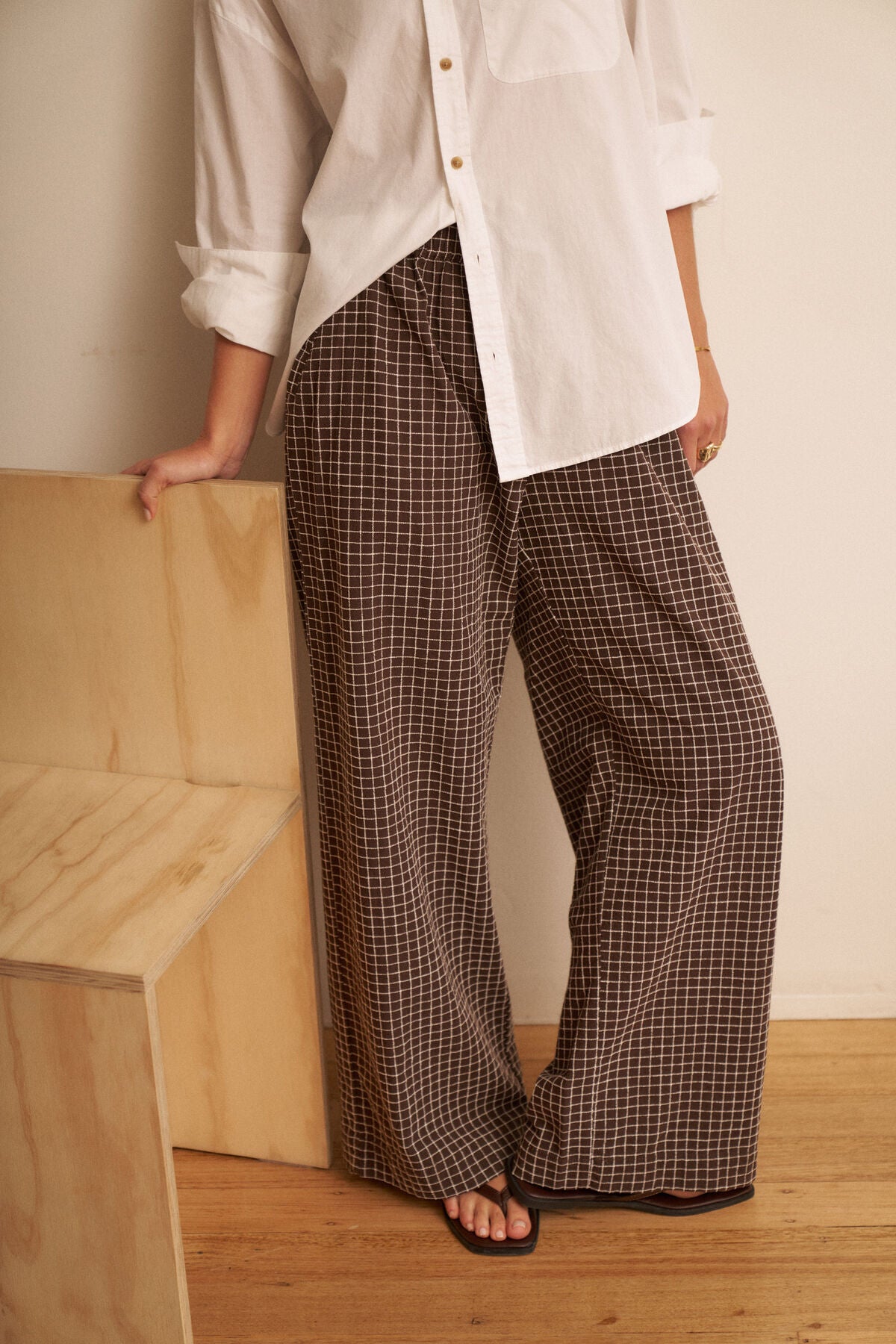 The Lounge Pant Textured Chocolate Stripe