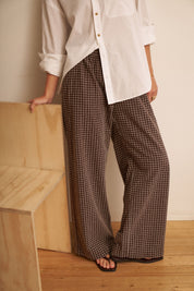 The Lounge Pant Textured Chocolate Stripe