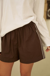 Mila Short Chocolate Side Stripe